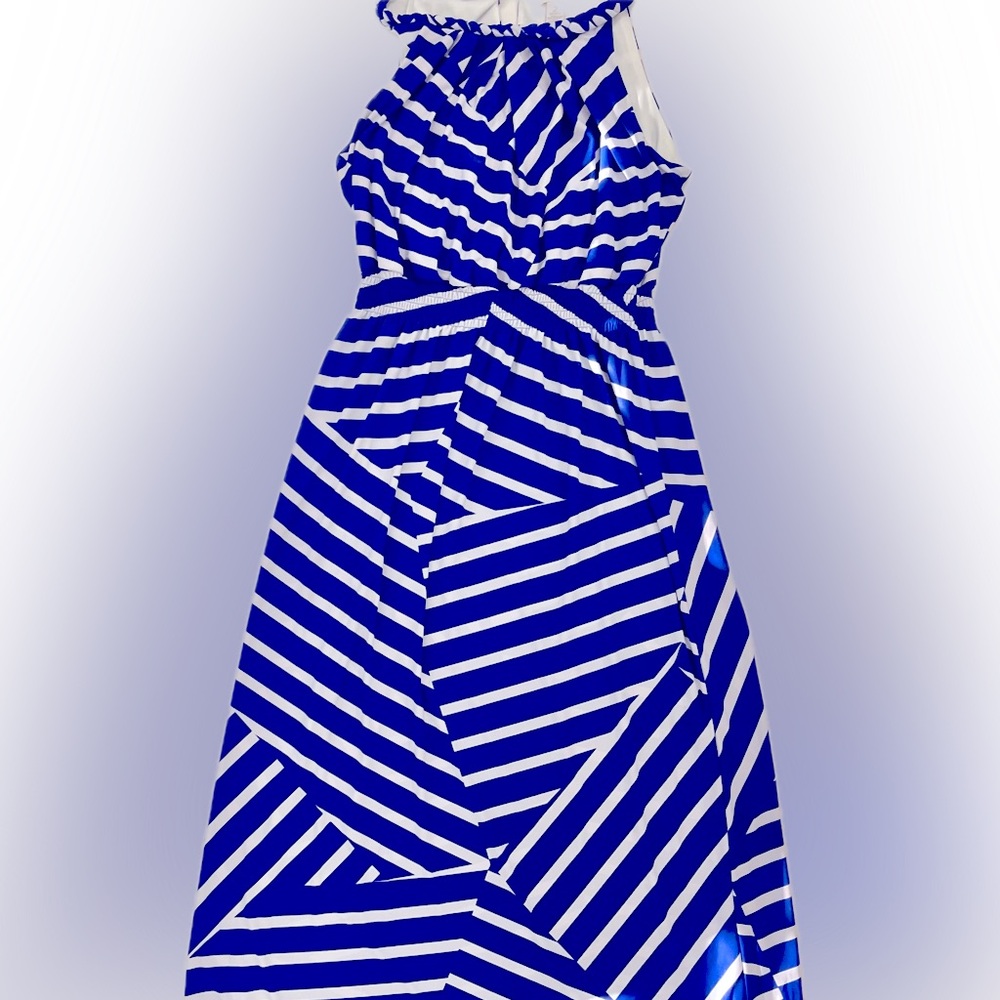 Chicos size 2 (large)  royal blue and white  maxi dress. chevron long. 12